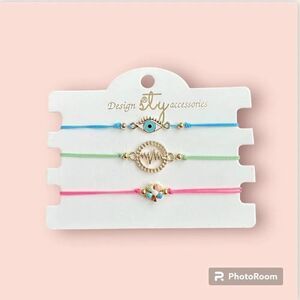 Macrame String Evil Eye Lucky Boho Bracelet NEW Set of 3